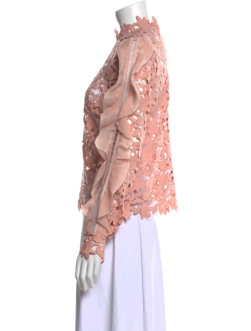 Self-Portrait Lace Pattern Mock Neck Blouse