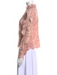 Self-Portrait Lace Pattern Mock Neck Blouse