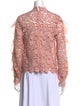Self-Portrait Lace Pattern Mock Neck Blouse