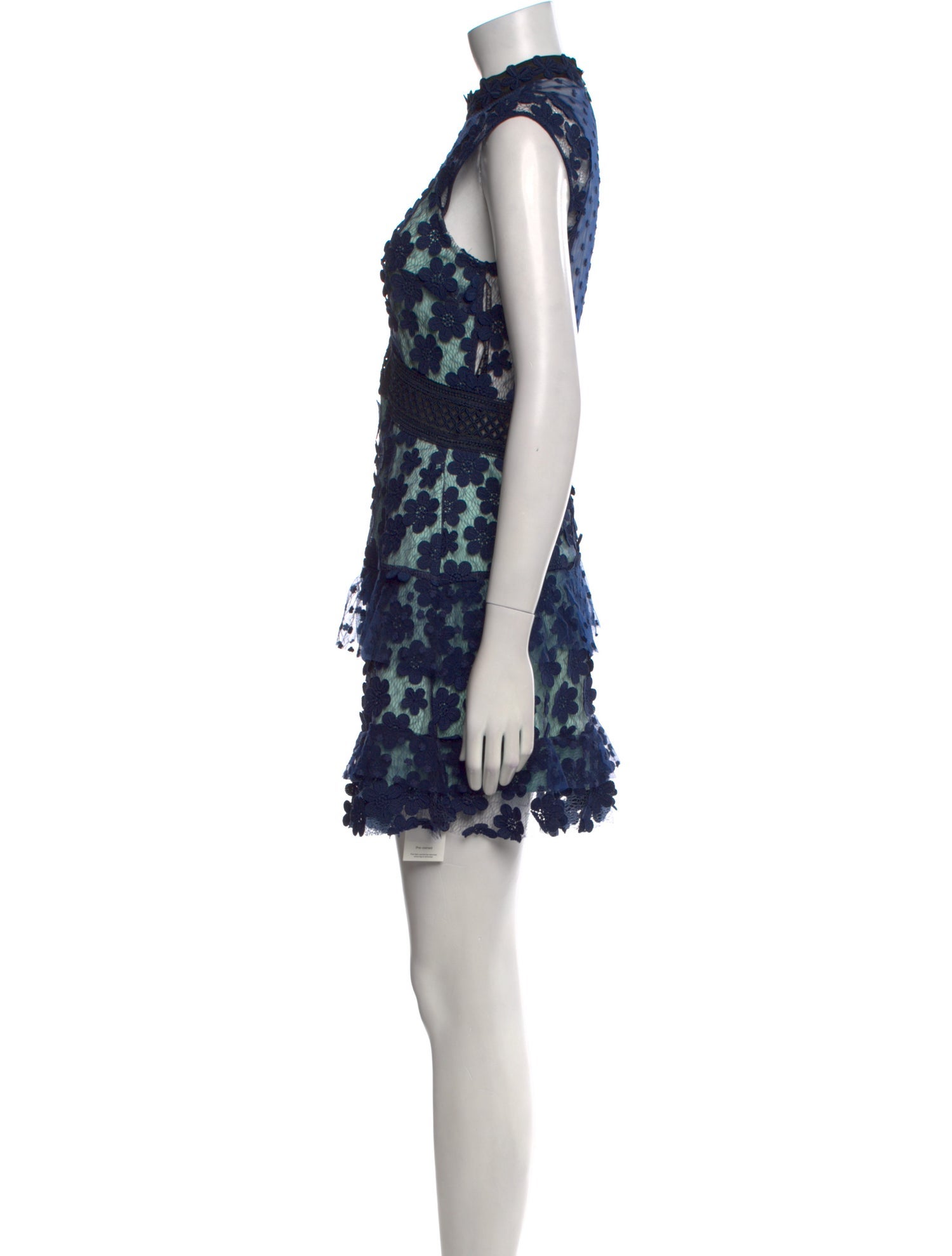 Self-Portrait Lace Pattern Mini Dress