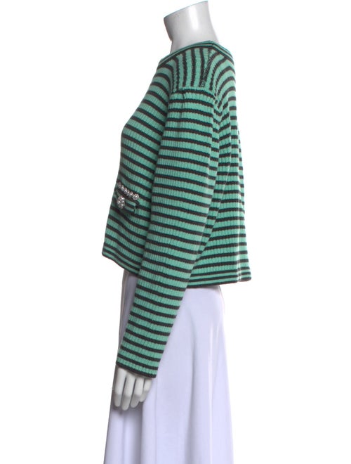 Self-Portrait Striped Crew Neck Crop Top