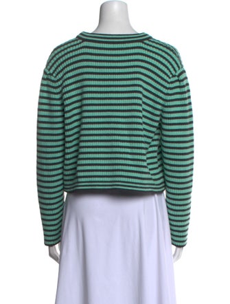 Self-Portrait Striped Crew Neck Crop Top