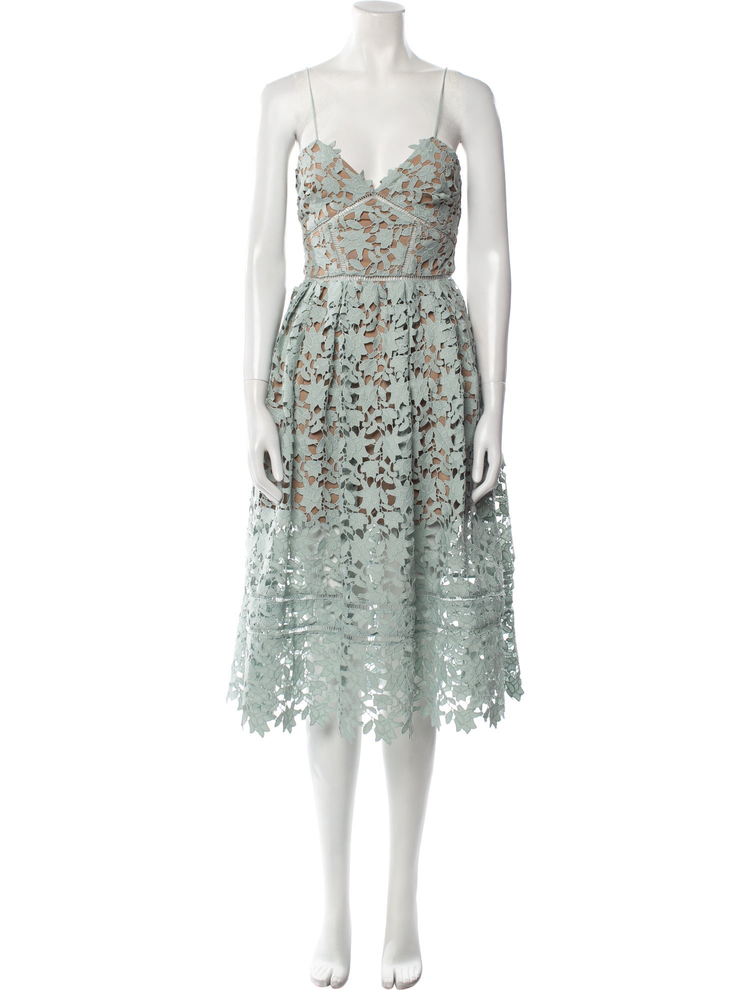 Self-Portrait Lace Pattern Midi Length Dress