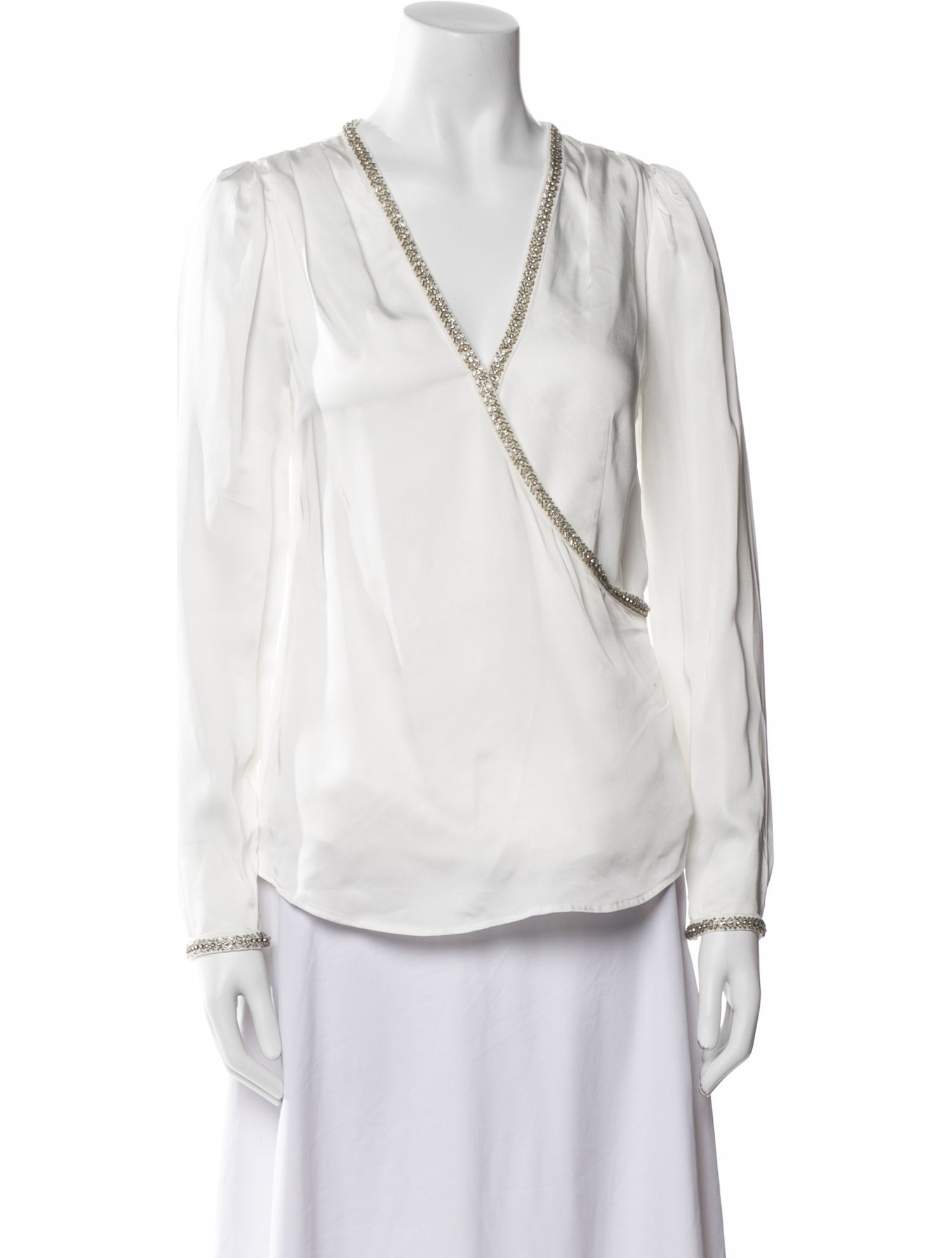 Self-Portrait V-Neck Long Sleeve Blouse