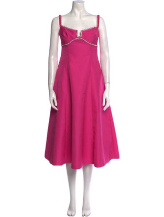 Self-Portrait Square Neckline Midi Length Dress