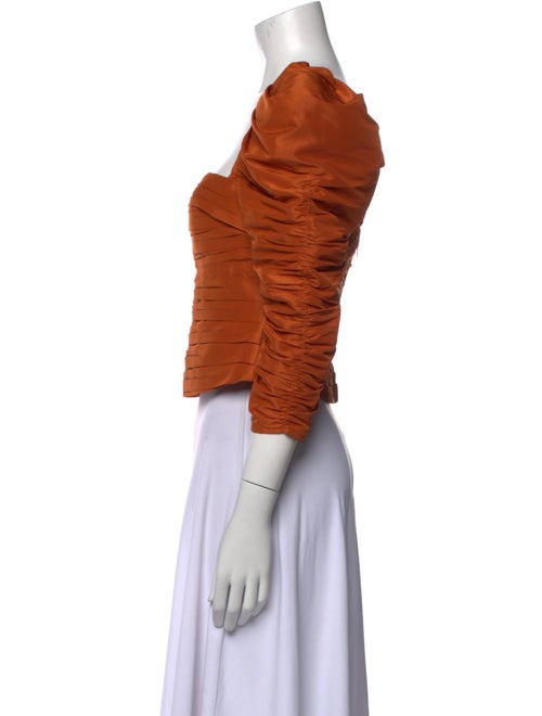 Self-Portrait Square Neckline Three-Quarter Sleeve Crop Top