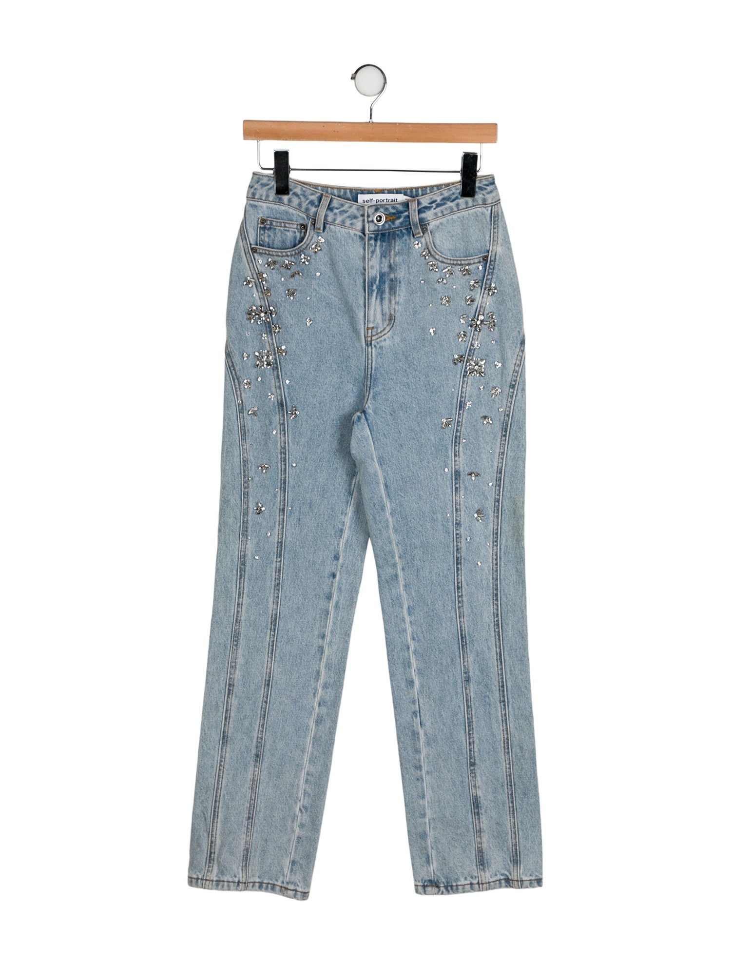 Self-Portrait High-Rise Straight Leg Jeans w/ Tags