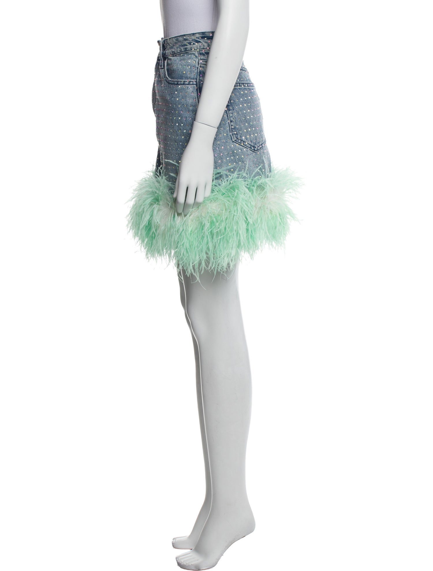 Self-Portrait Feather Trim Mini Skirt