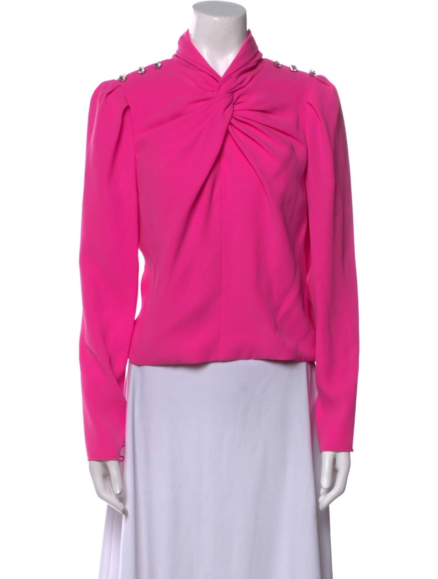 Self-Portrait Mock Neck Long Sleeve Blouse