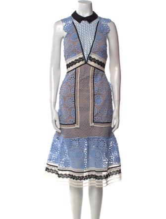 Self-Portrait Lace Pattern Midi Length Dress
