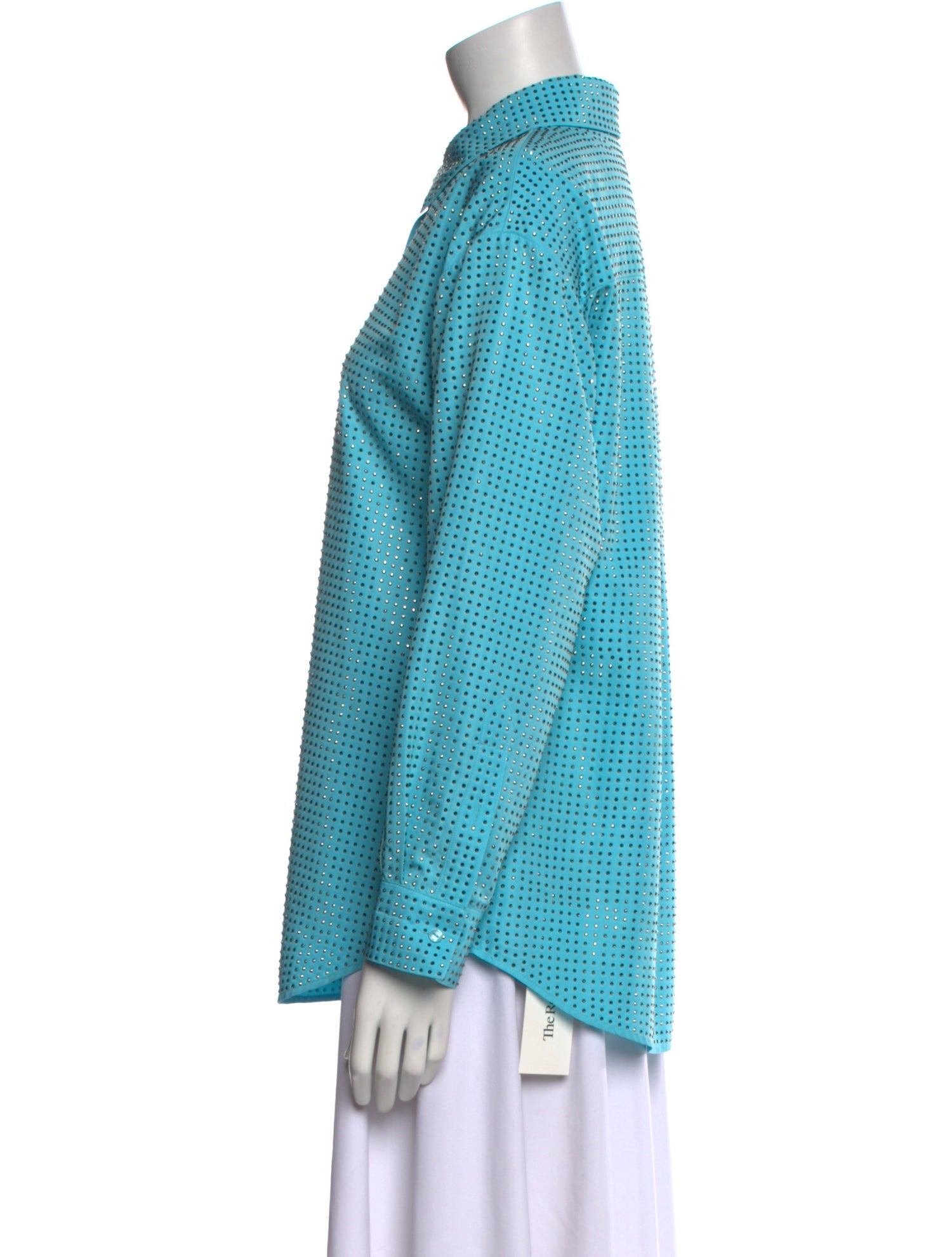 Self-Portrait Polka Dot Print Long Sleeve Button-Up Top