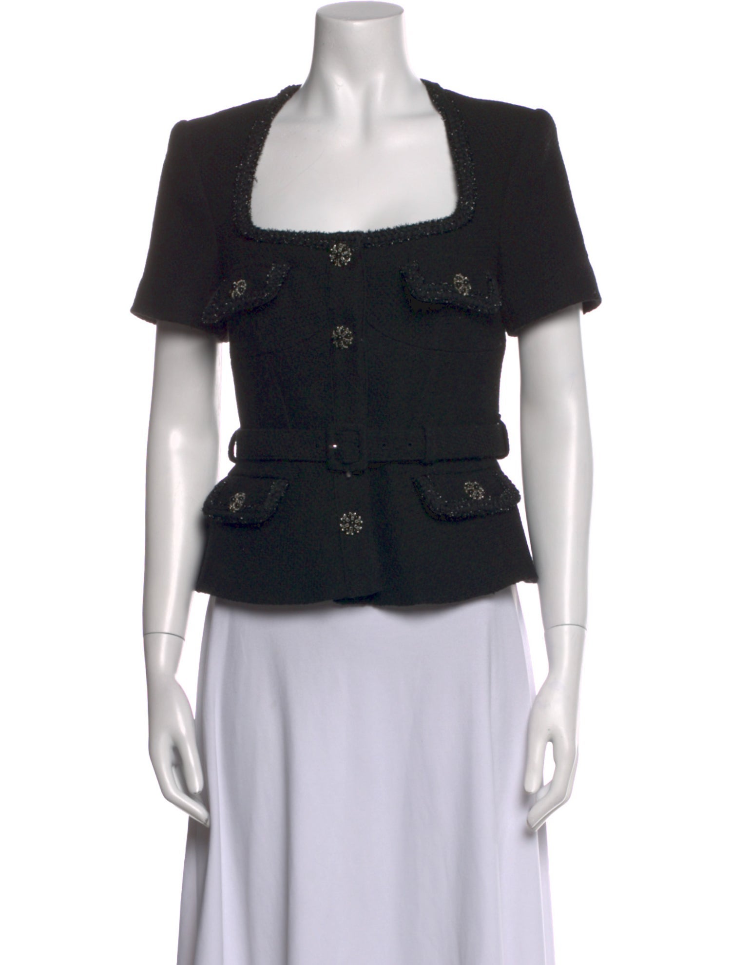 Self-Portrait Wool Square Neckline Crop Top