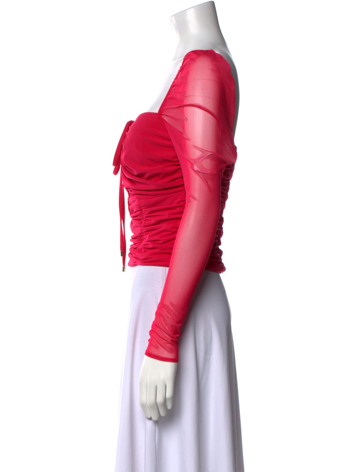 Self-Portrait Square Neckline Long Sleeve Crop Top