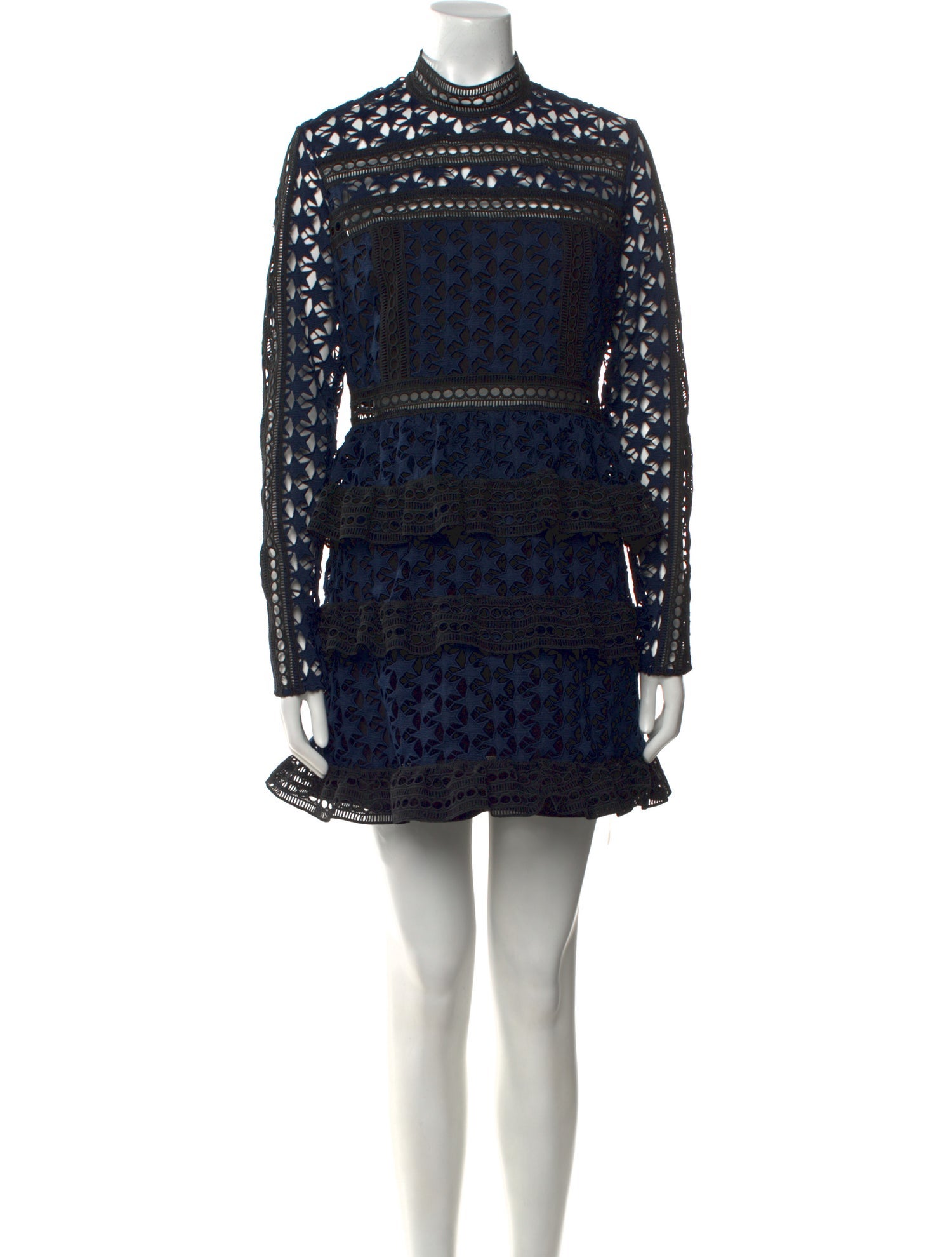 Self-Portrait Lace Pattern Mini Dress