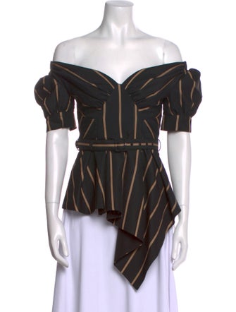 Self-Portrait Striped Off-The-Shoulder Top