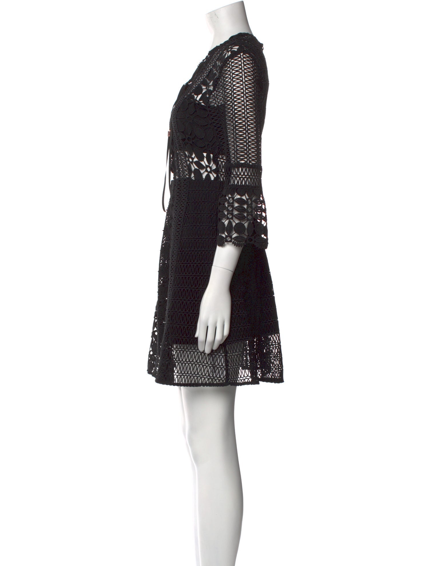 Self-Portrait Lace Pattern Mini Dress