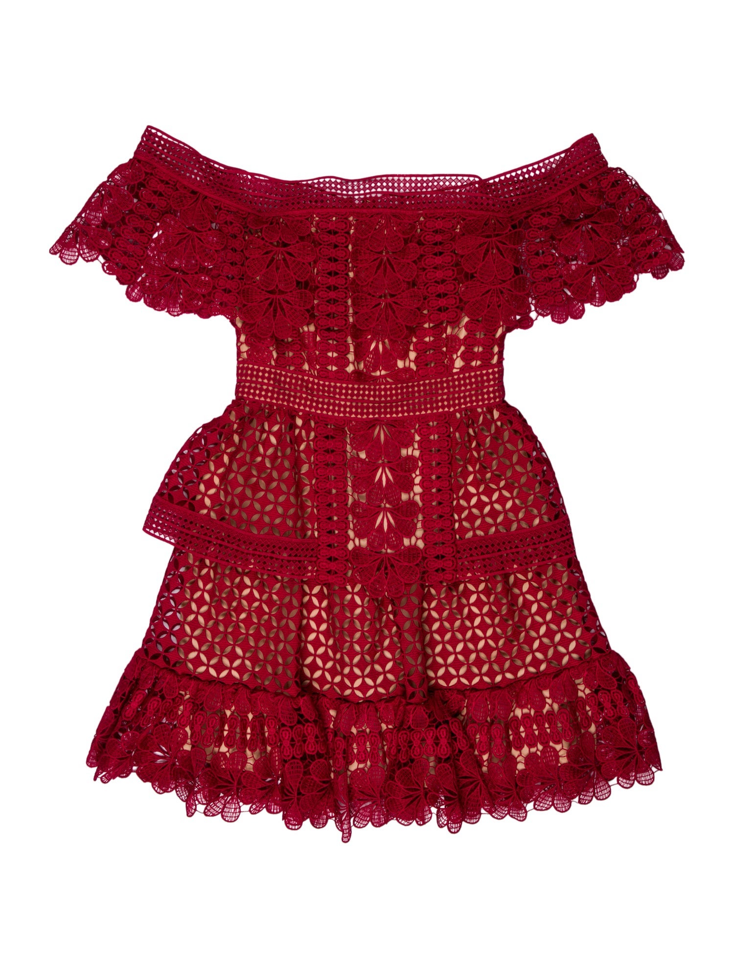 Self-Portrait Lace Pattern Mini Dress