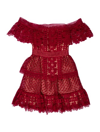 Self-Portrait Lace Pattern Mini Dress