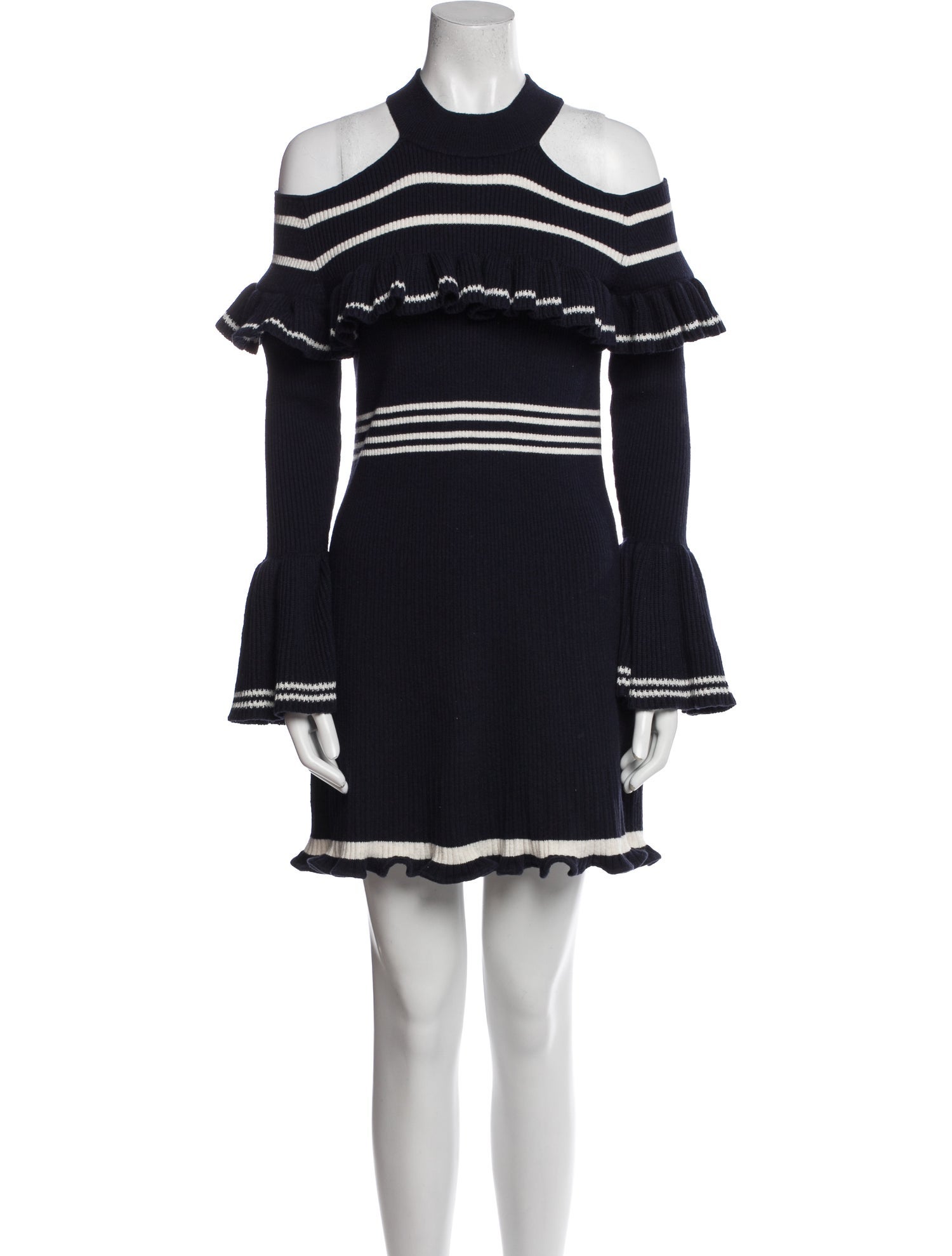 Self-Portrait Mock Neck Mini Dress