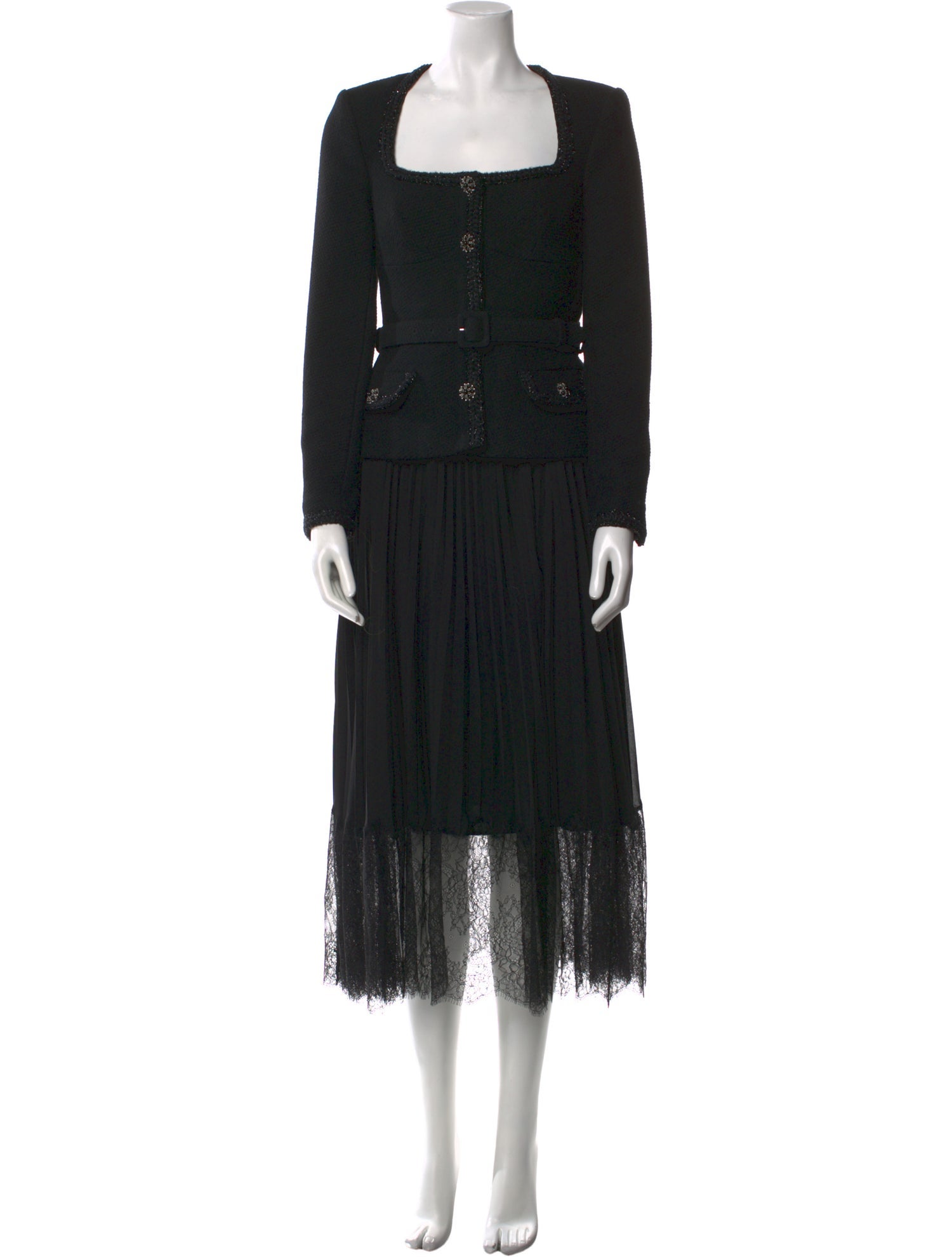 Self-Portrait Square Neckline Long Dress