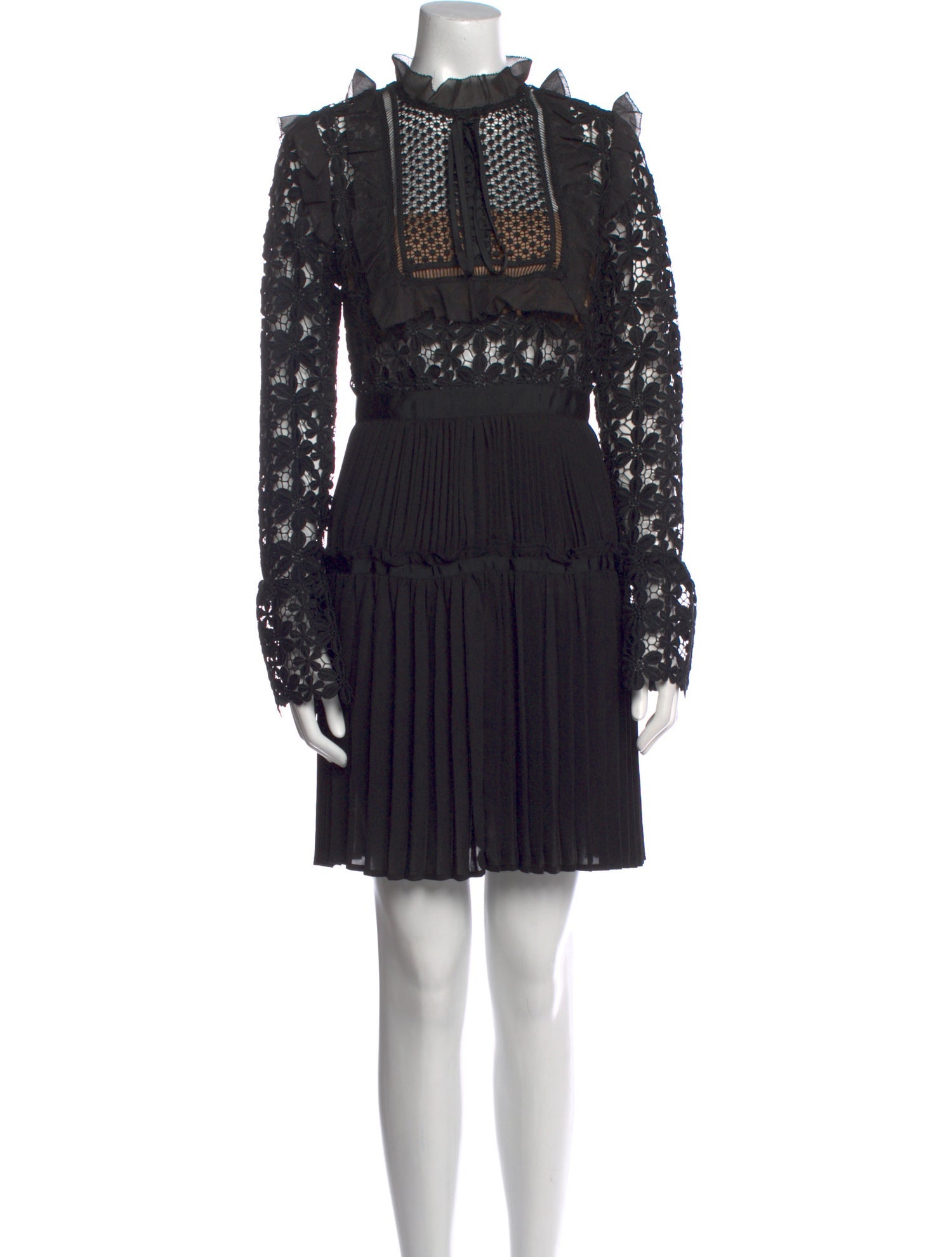 Self-Portrait Lace Pattern Mini Dress