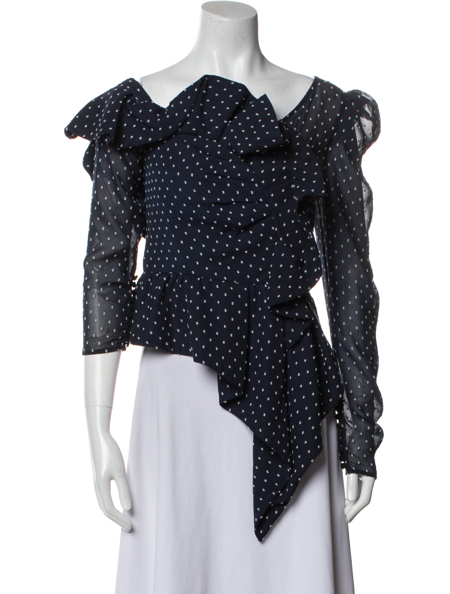 Self-Portrait Printed Cowl Neck Top