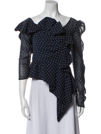 Self-Portrait Printed Cowl Neck Top