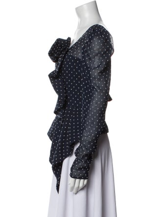 Self-Portrait Printed Cowl Neck Top