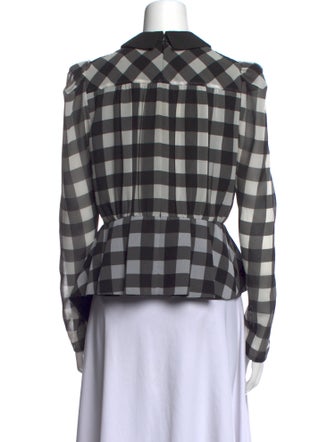 Self-Portrait Plaid Print Long Sleeve Button-Up Top