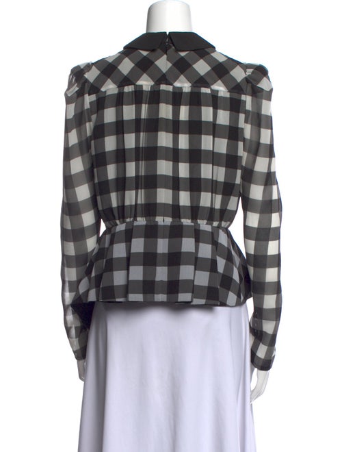 Self-Portrait Plaid Print Long Sleeve Button-Up Top