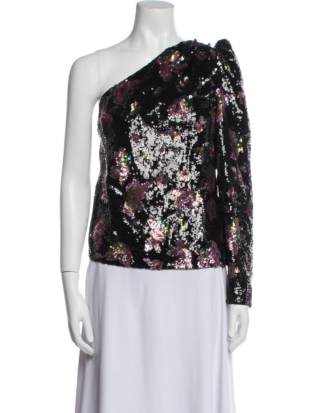 Self-Portrait Patterned One-Shoulder Top - image 1