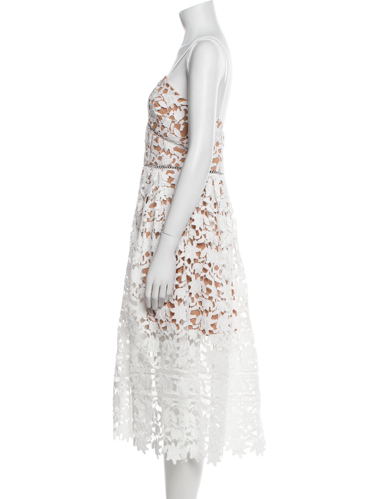 Self-Portrait Lace Pattern Midi Length Dress