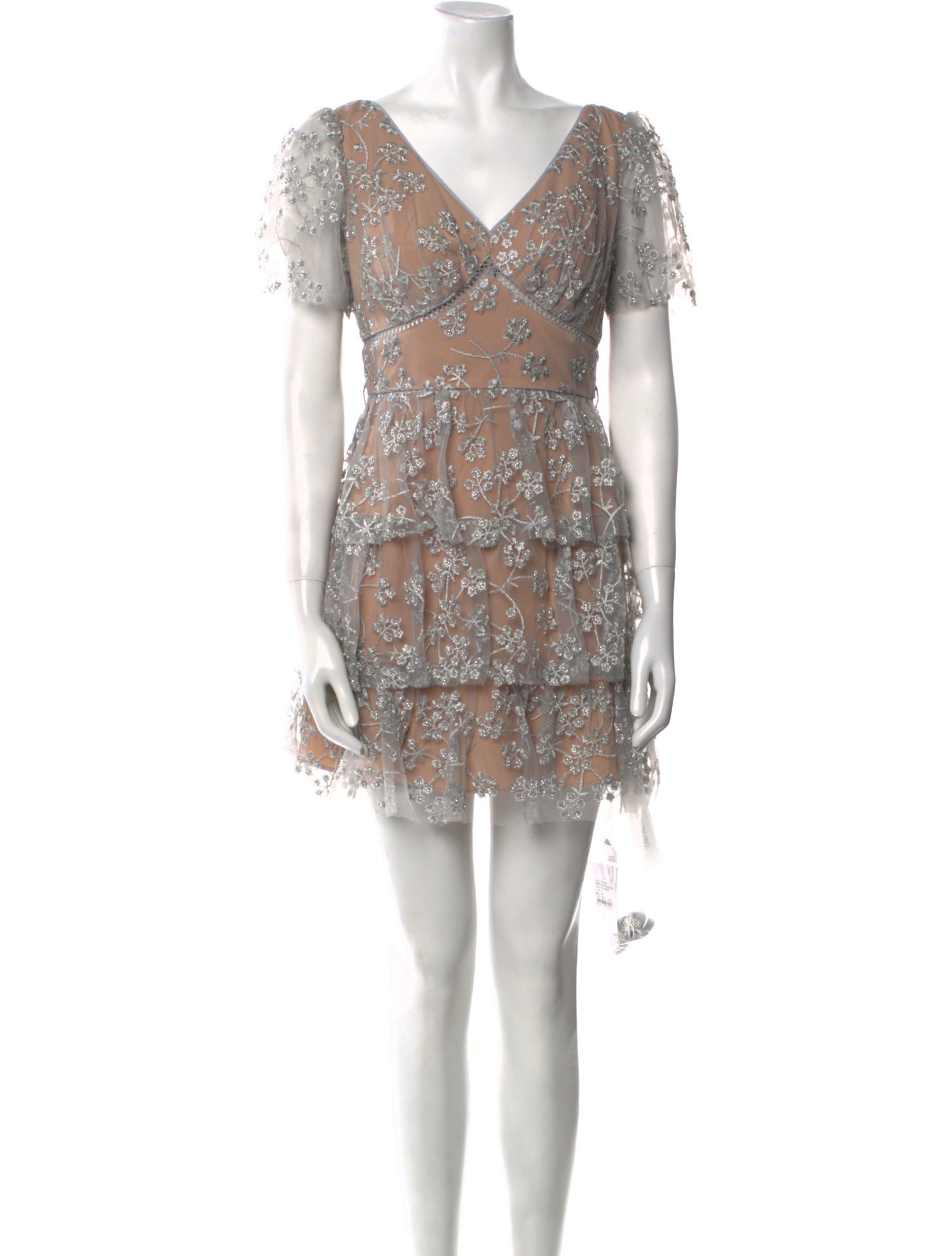 Self-Portrait Lace Pattern Mini Dress