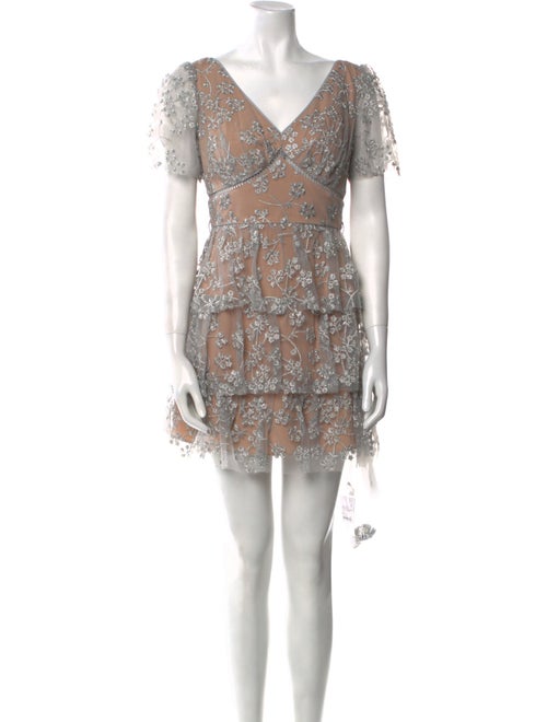 Self-Portrait Lace Pattern Mini Dress
