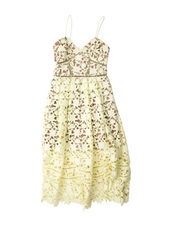 Self-Portrait Lace Pattern Midi Length Dress