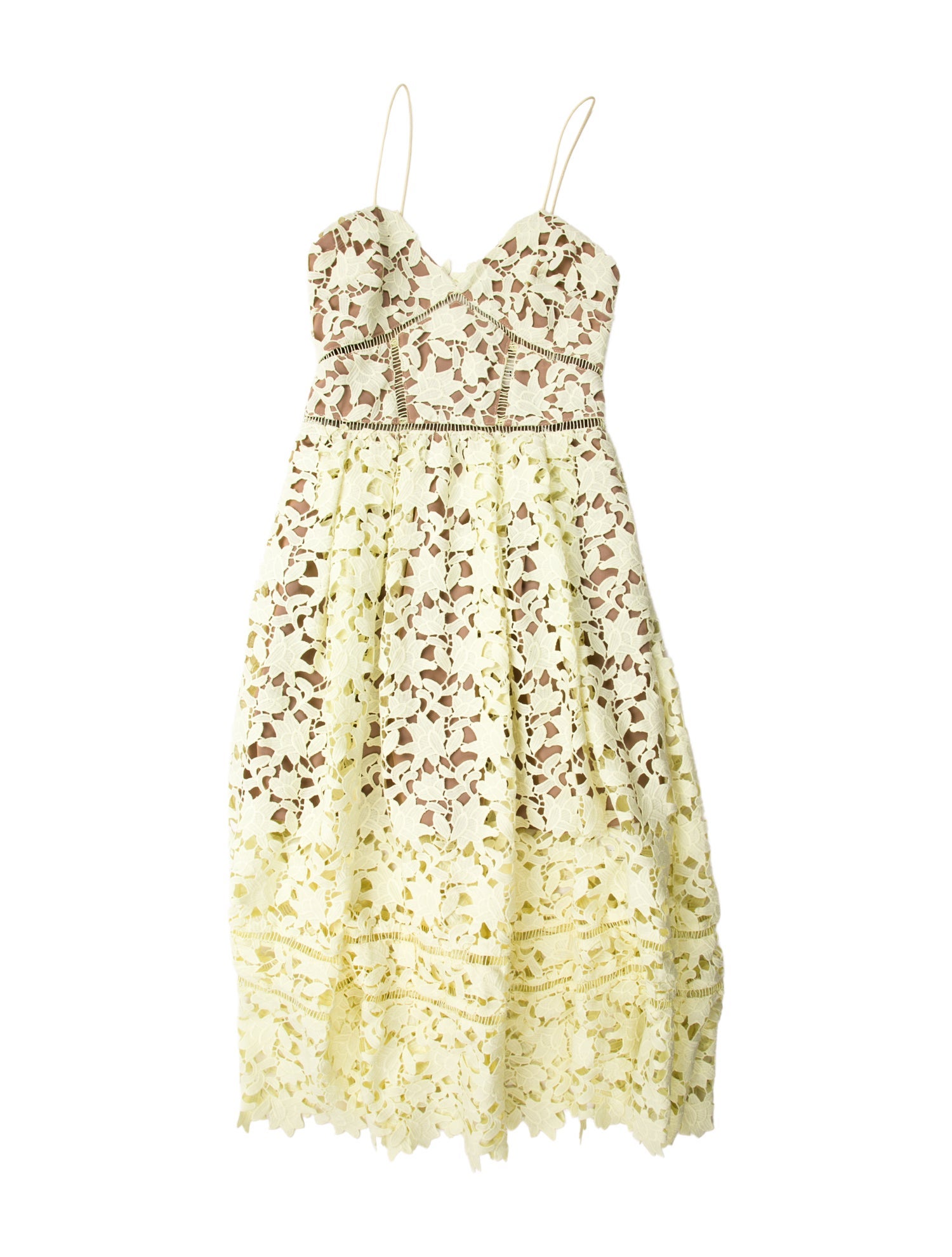 Self-Portrait Lace Pattern Midi Length Dress