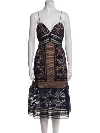 Self-Portrait Lace Pattern Midi Length Dress
