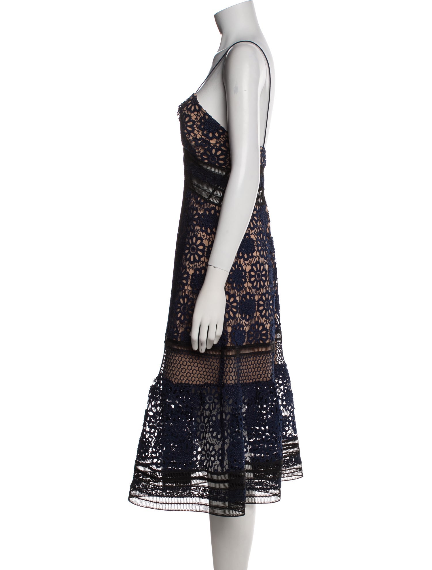 Self-Portrait Lace Pattern Midi Length Dress