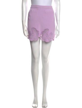 Self-Portrait Embroidered Accent Mini Skirt