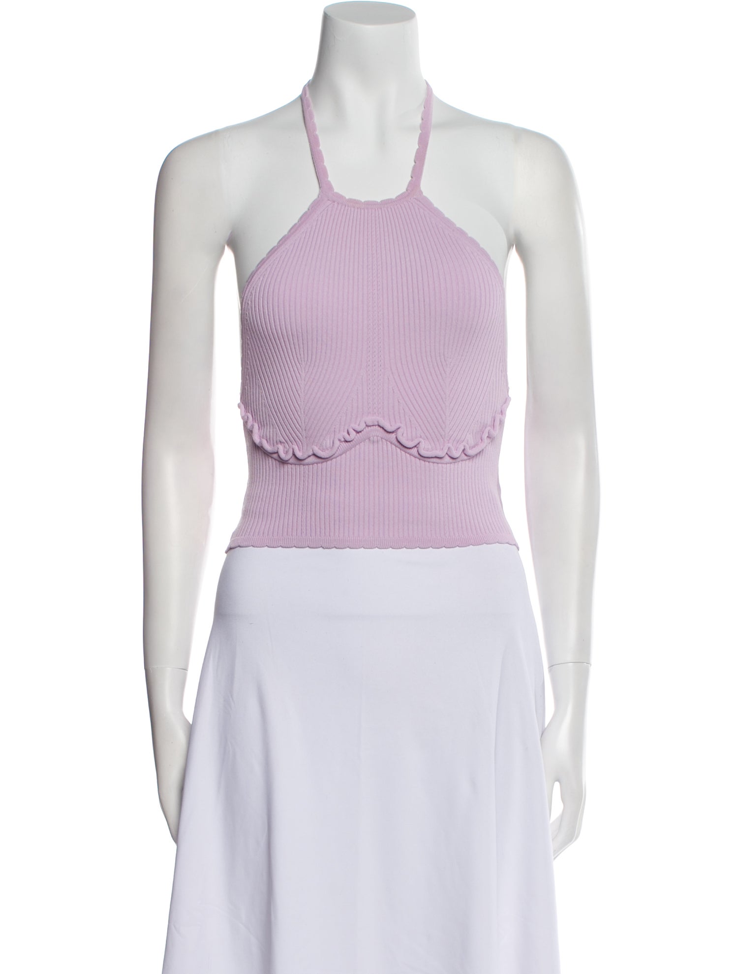 Self-Portrait Halterneck Sleeveless Crop Top