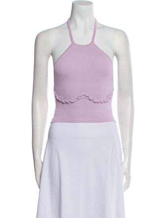 Self-Portrait Halterneck Sleeveless Crop Top