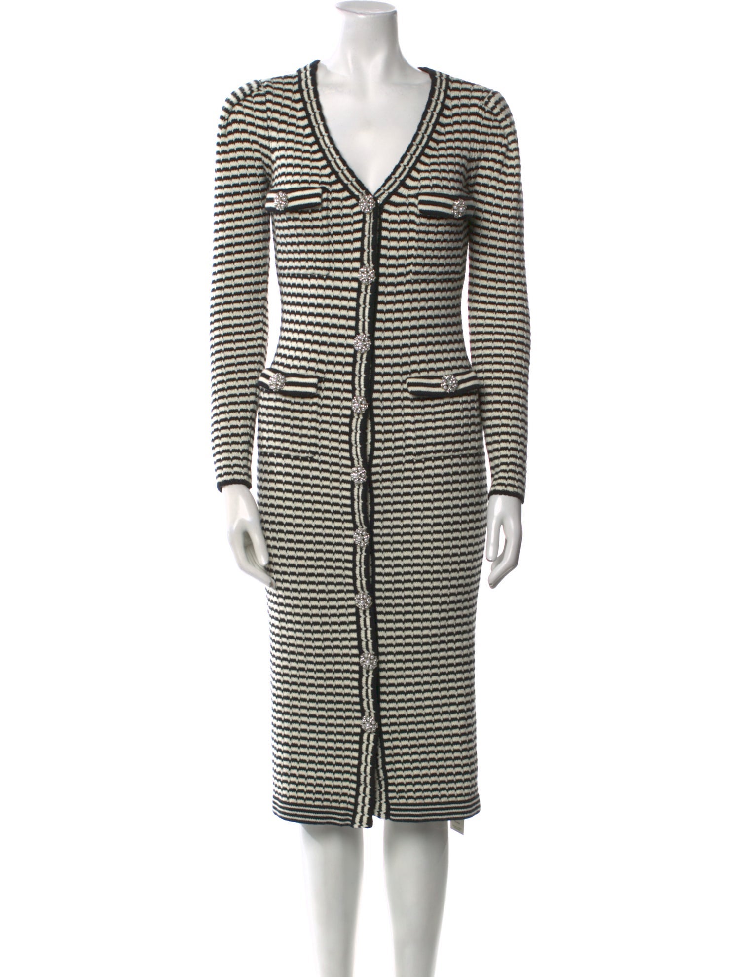 Self-Portrait Striped Midi Length Dress