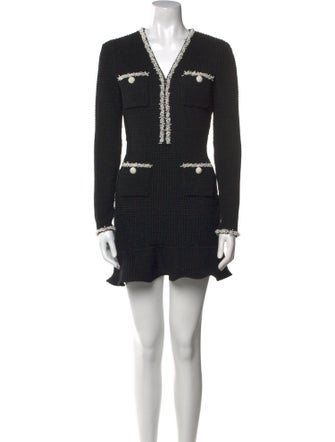 Self-Portrait V-Neck Mini Dress