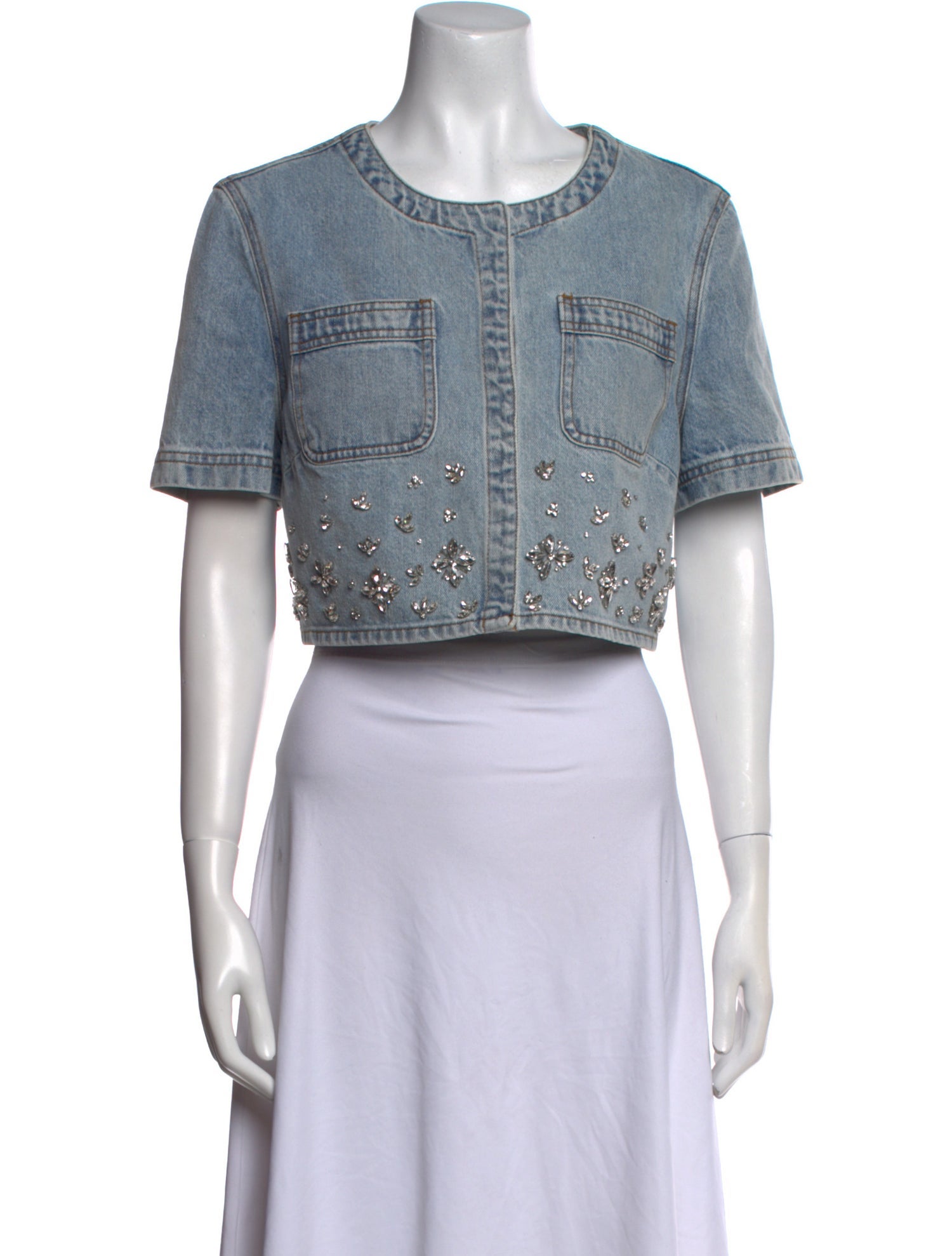 Self-Portrait Printed Crew Neck Crop Top