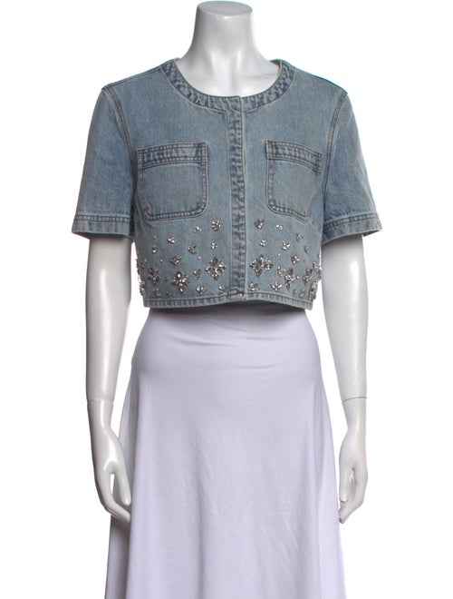 Self-Portrait Printed Crew Neck Crop Top