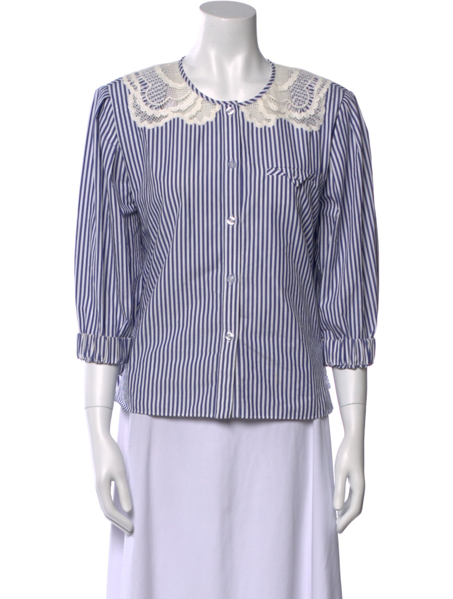 Self-Portrait Striped Crew Neck Blouse