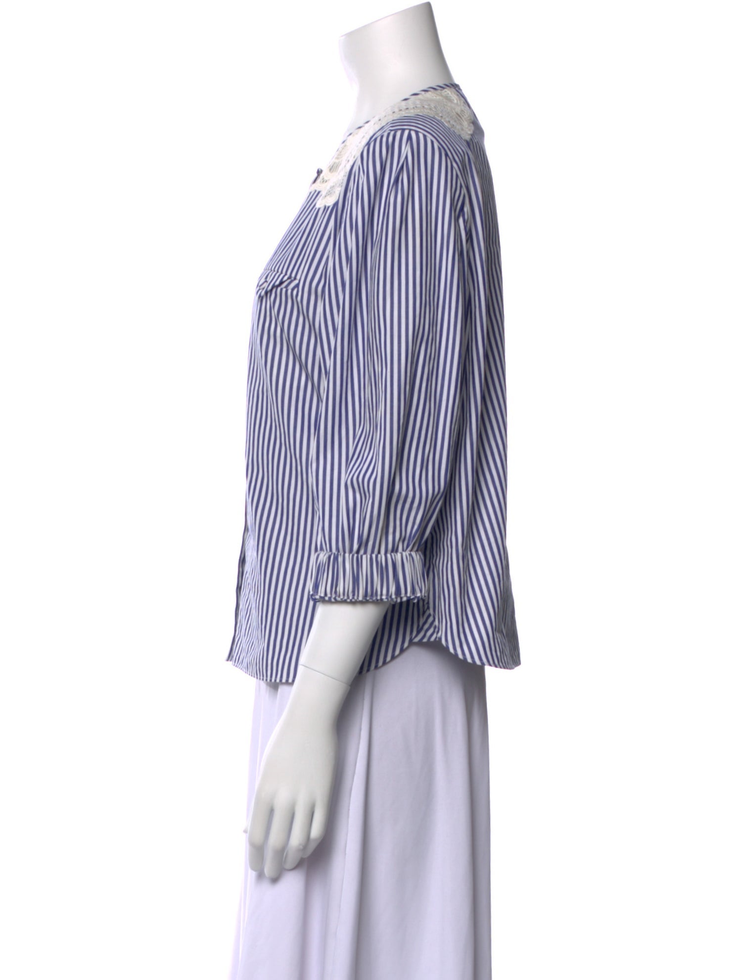 Self-Portrait Striped Crew Neck Blouse