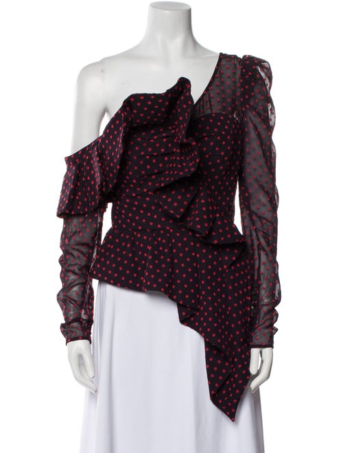 Self-Portrait Polka Dot Print Asymmetrical Blouse