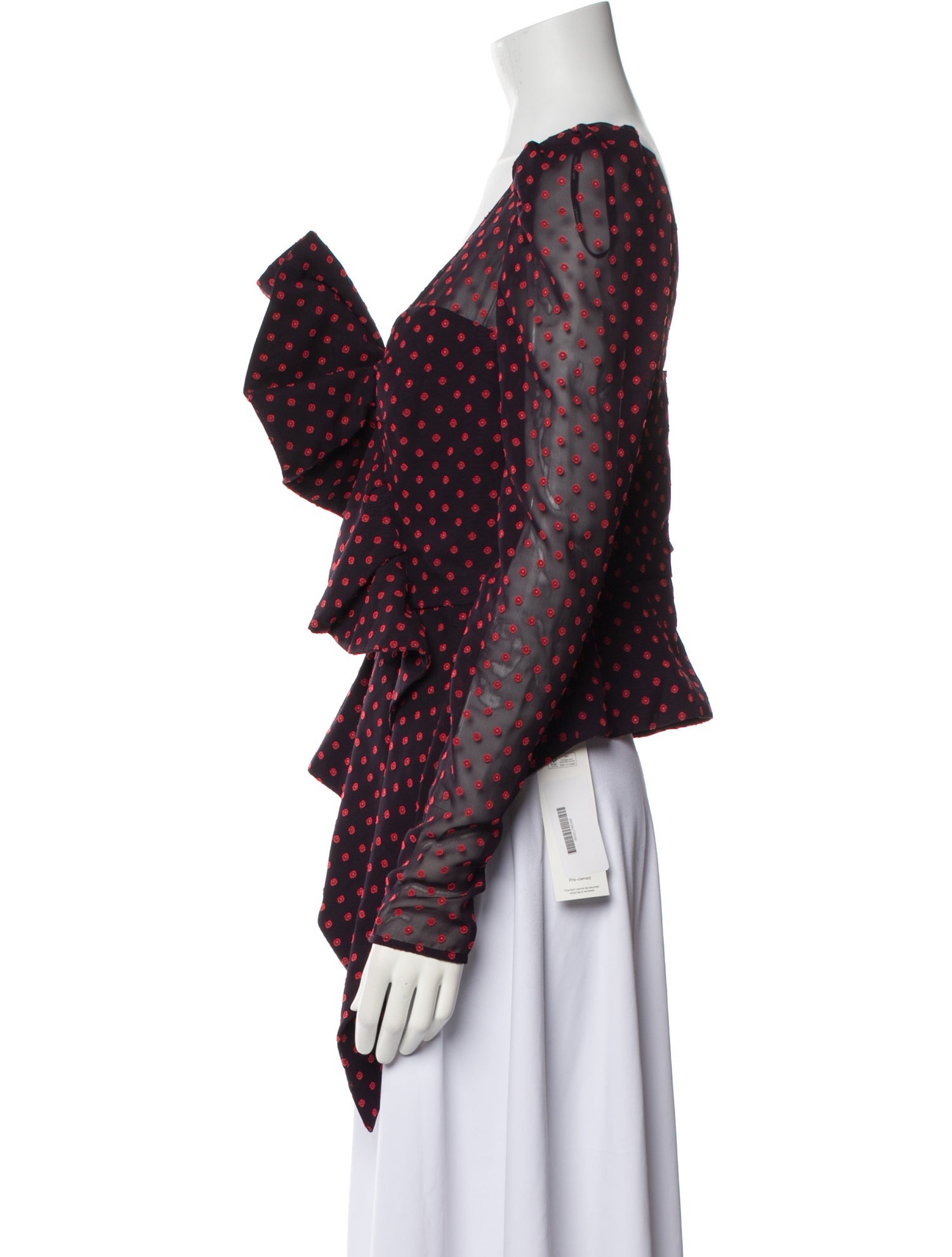 Self-Portrait Polka Dot Print Asymmetrical Blouse