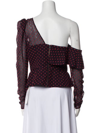 Self-Portrait Polka Dot Print Asymmetrical Blouse